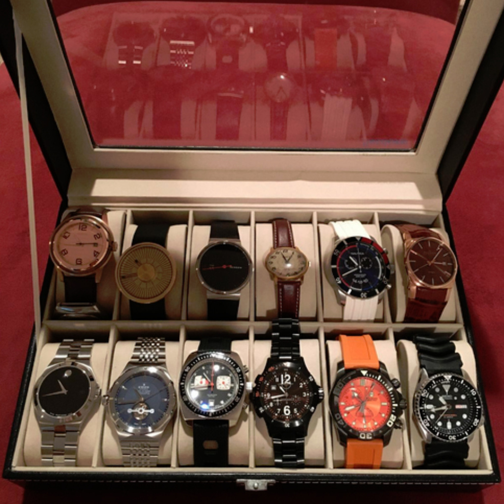NEW MENS LEATHER 12 SLOT ORGANIZER WATCH BOX